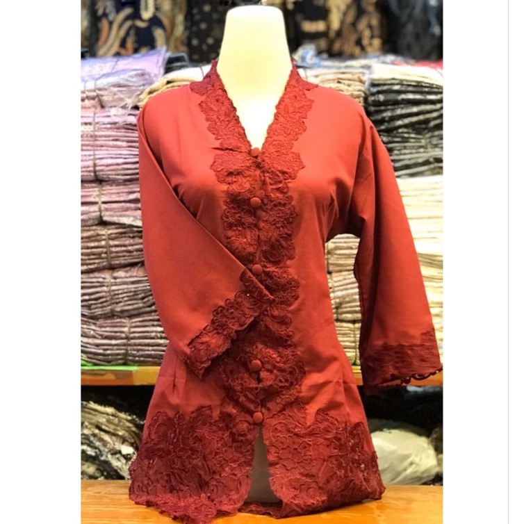 kebaya encim / kebaya bordir alusan Maroon