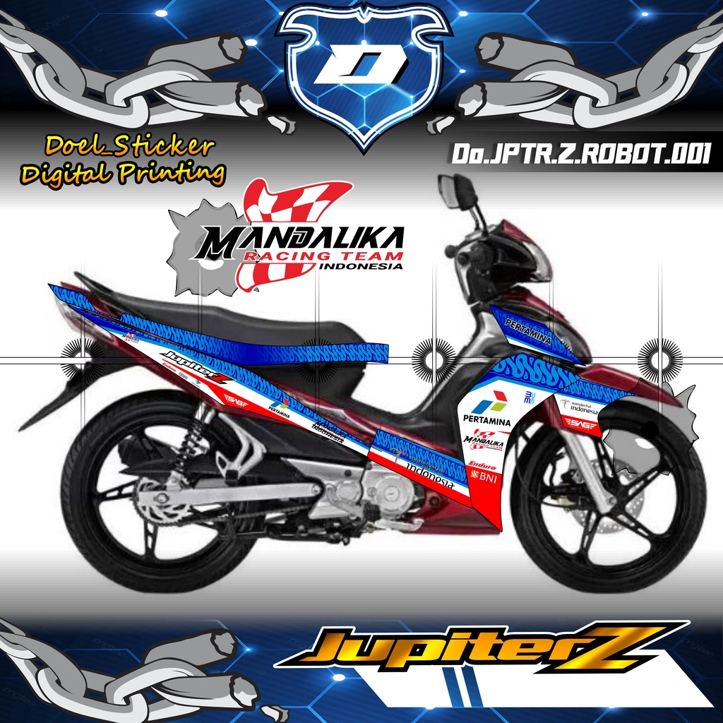 (cod) JUPITER Z ROBOT 2010 Stiker Motor Sticker Striping variasi List Yamaha MANDALIKA Scotlite 001