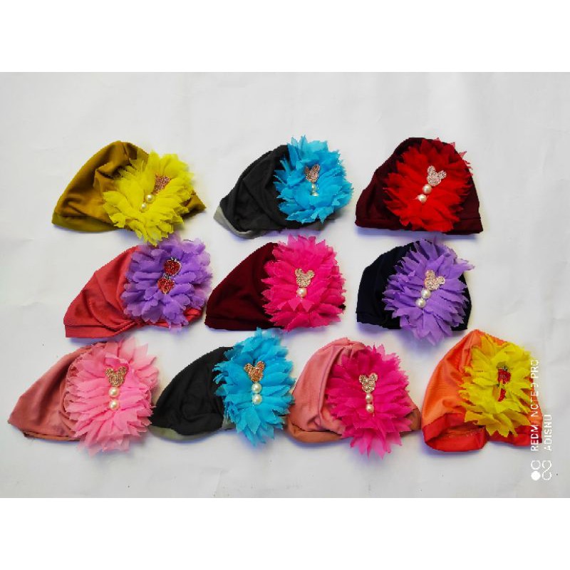 Topi Turban Ciput Bayi Bahan Kaos Elastis Adem Warna Soft