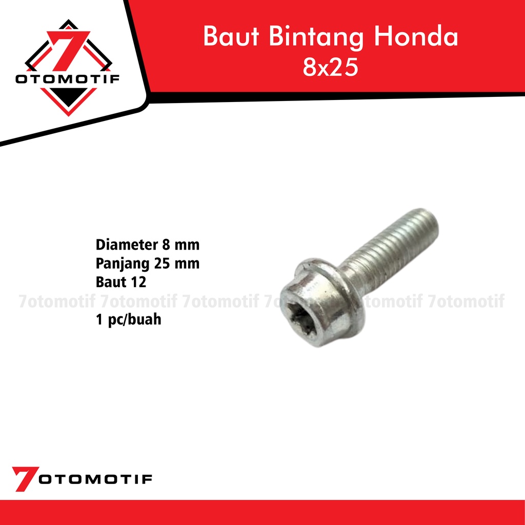 Baut Bintang Honda Dudukan Kaliper Cakram M8x25 Baut 12 Putih