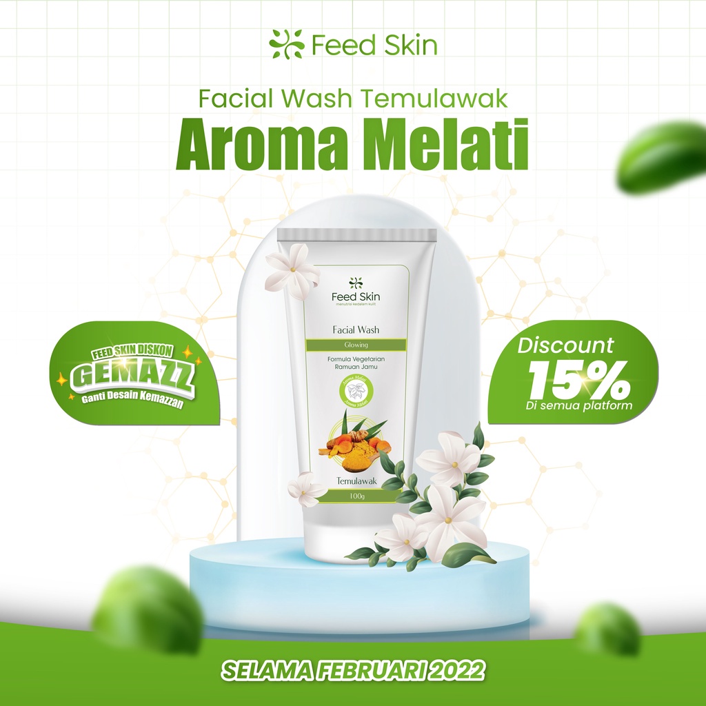 FEED SKIN Facial Wash Temulawak Aroma Melati Jasmine Original Natural Bpom Untuk Wanita