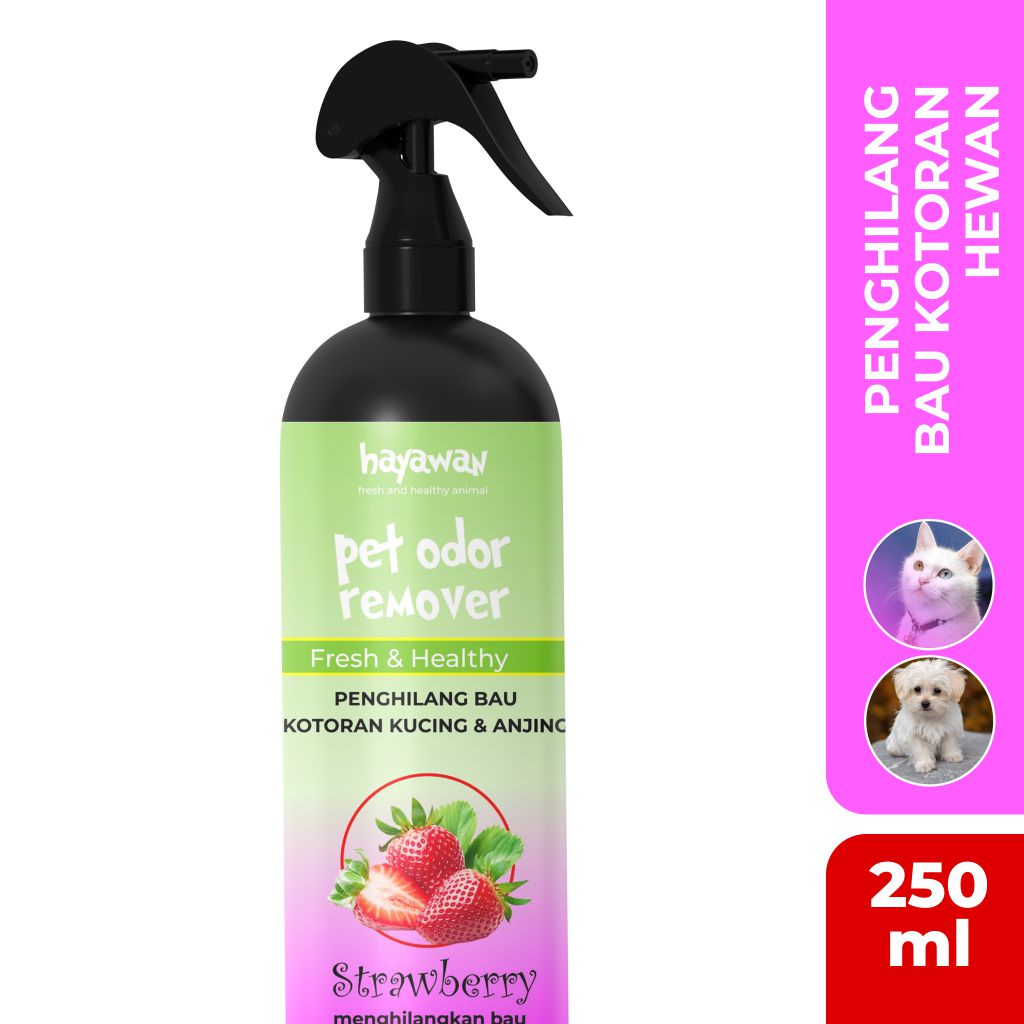 Penghilang bau kucing penghilang bau kotoran kucing penghilang bau kandang kucing penghilang bau kencing kucing farfum kucing penghilang bau pesing kucing pet odor remover  - Aroma Strawberry By Hayawan