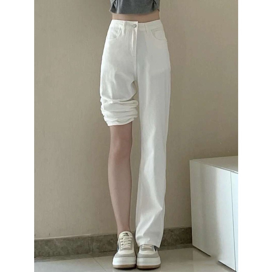 new straight longgar high waist celana jeans panjang wanita