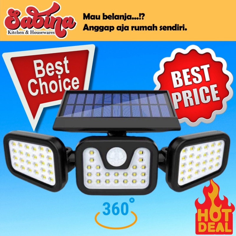 Lampu Solar 74 LED Dinding Taman Jalan Outdoor Sensor Gerak Waterproof