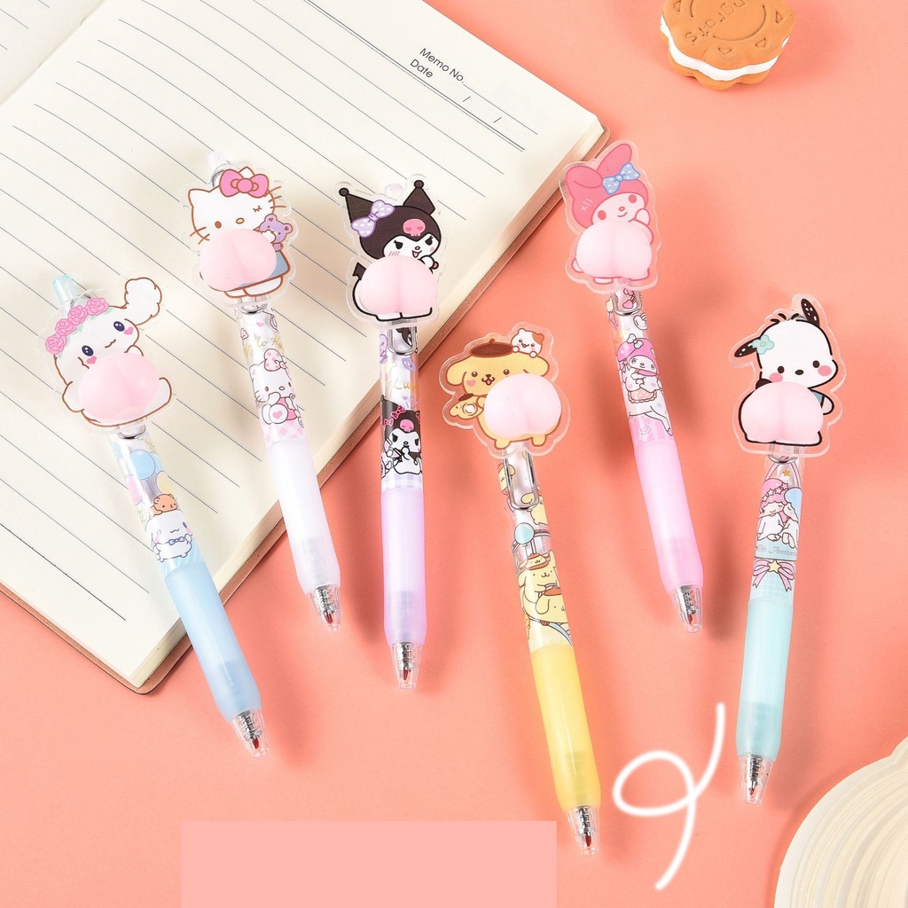 

[LOGU] Pena lucu squishy peach, Pulpen Funny bumper karakter lucu, Pena penghilang stress