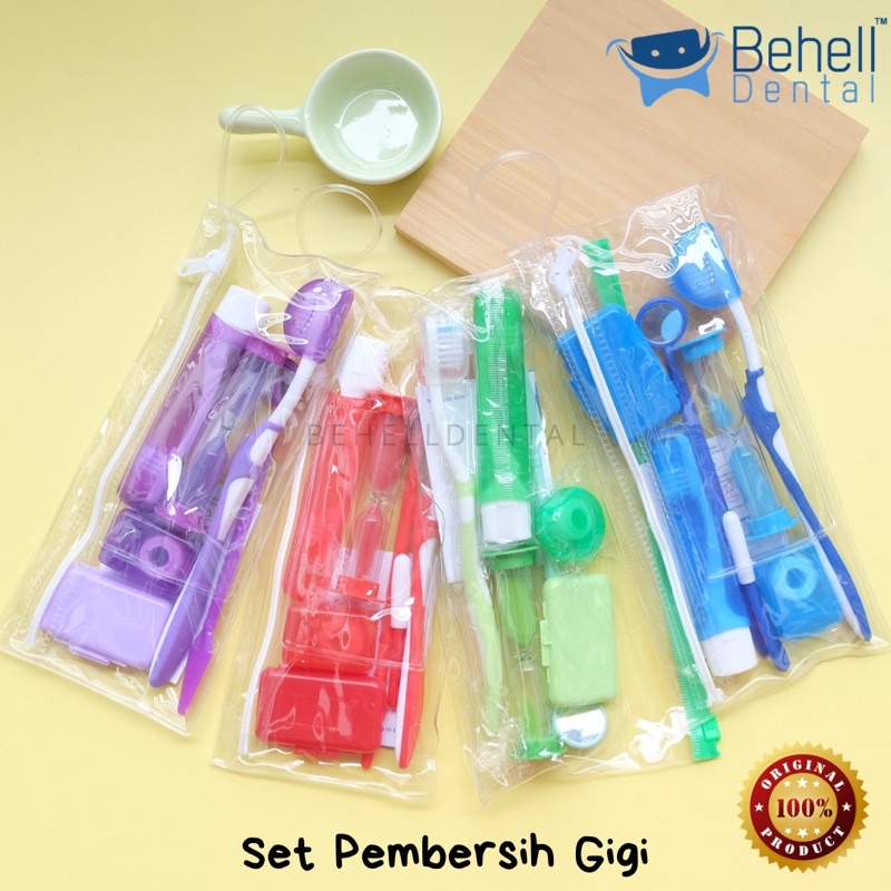 ORIGINAL DENTAL ORTHO KIT CARE / SET SIKAT GIGI BEHEL PAKET PEMBERSIH SET WAX SIKAT SELA FLOSS KACA MULUT DLL