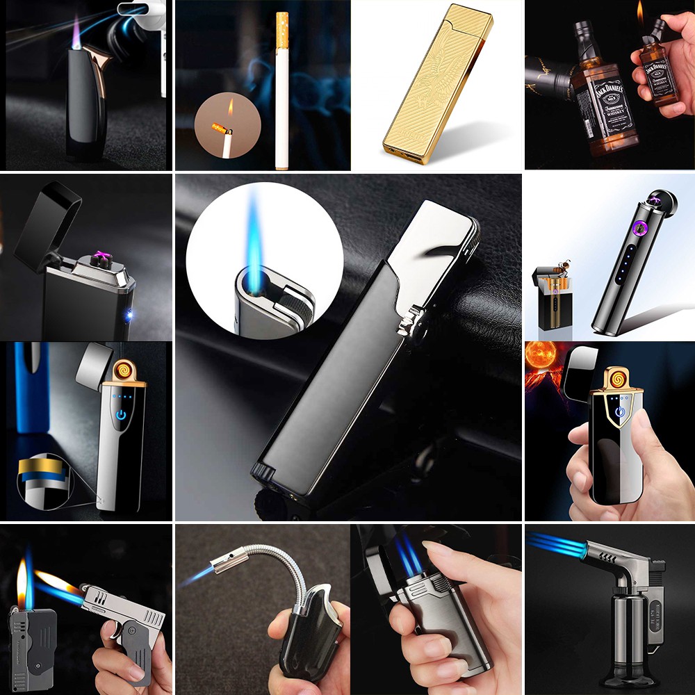 Korek Api Gas Dan Elektrik Bara Zippo Korek Gas Api Jet Plasma Torch Panjang Butane atau Anti Angin