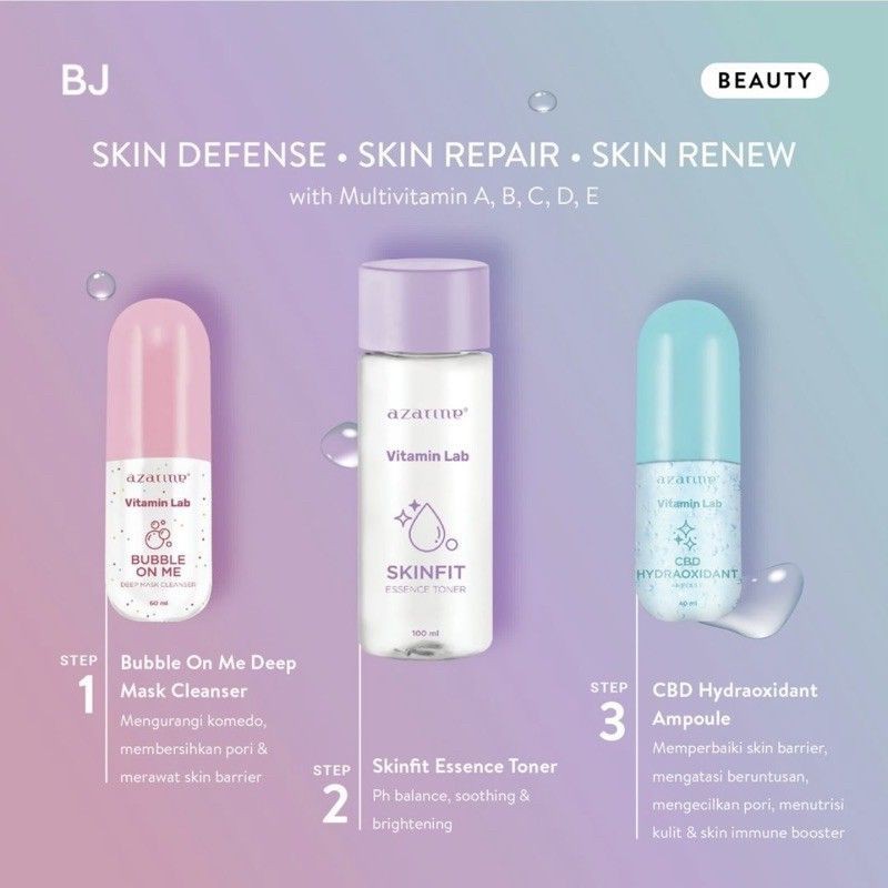 AZARINE Vitamin Lab  Series [Bubble On Me/ Skinfit Essence Toner/ CBD Hydraoxidant Ampule]