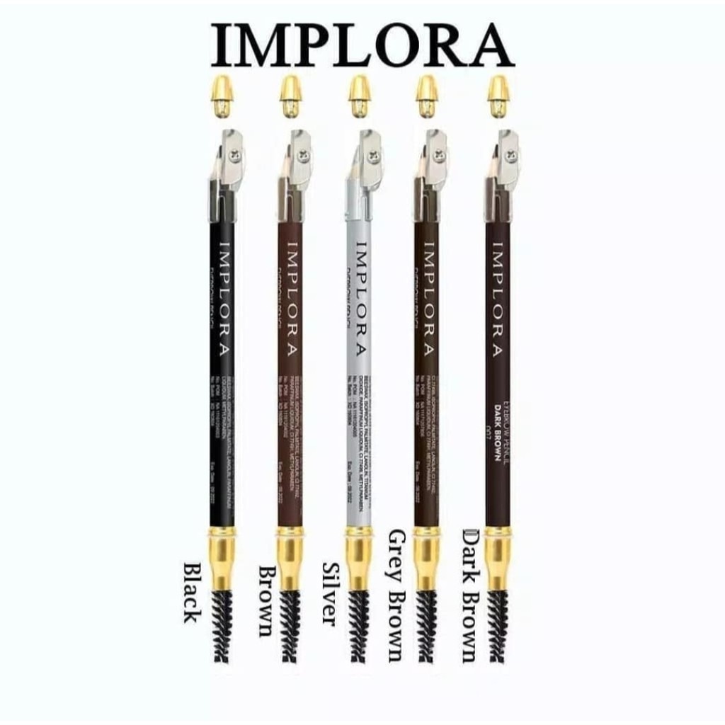 Pensil Alis IMPLORA 2 in 1 - Soft Type Eyebrow Pencil Original BPOM