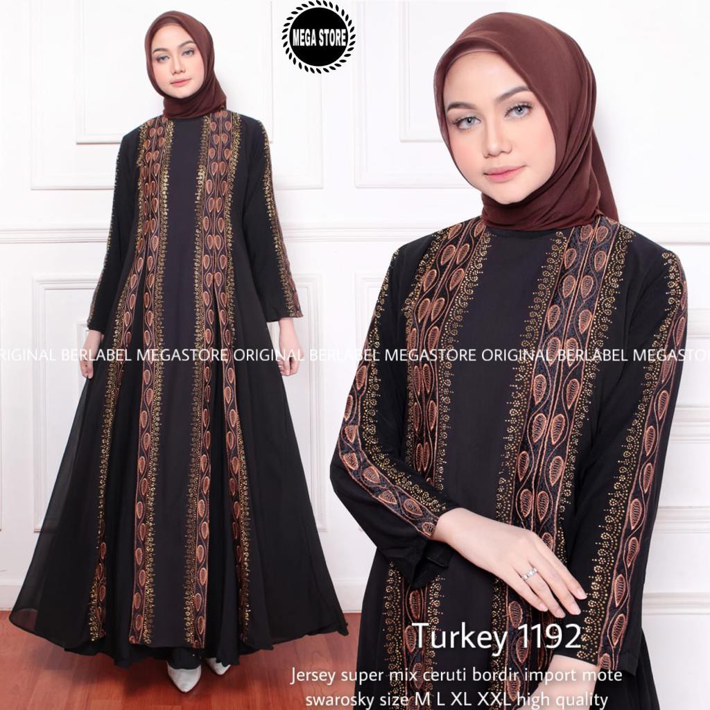OK - ABAYA TURKEY HITAM MEWAH | ABAYA TURKEY MEWAH | GAMIS ABAYA BORDIR | TURKEY 1192