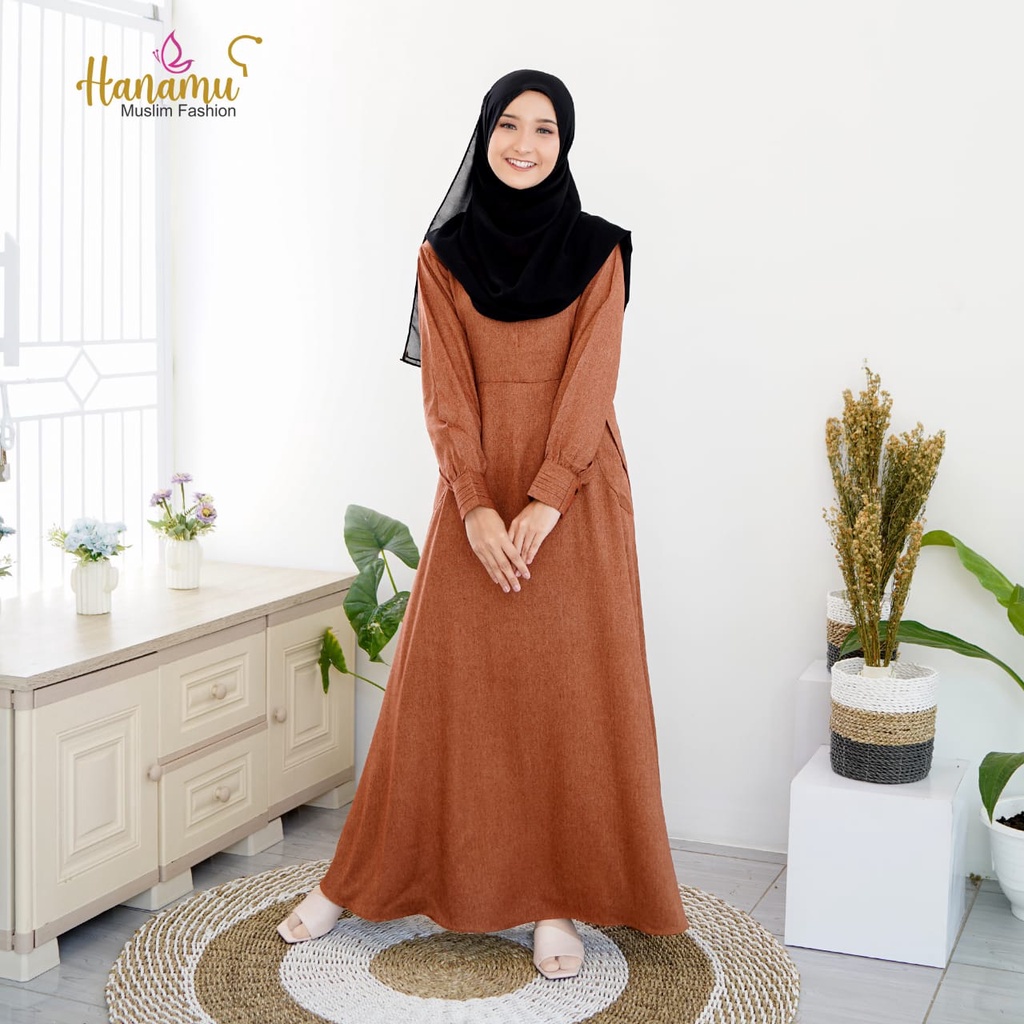 MARISKA DRESS GAMIS DAILY HANAMU GAMIS MURAH DAN NAYAMAN-Brown