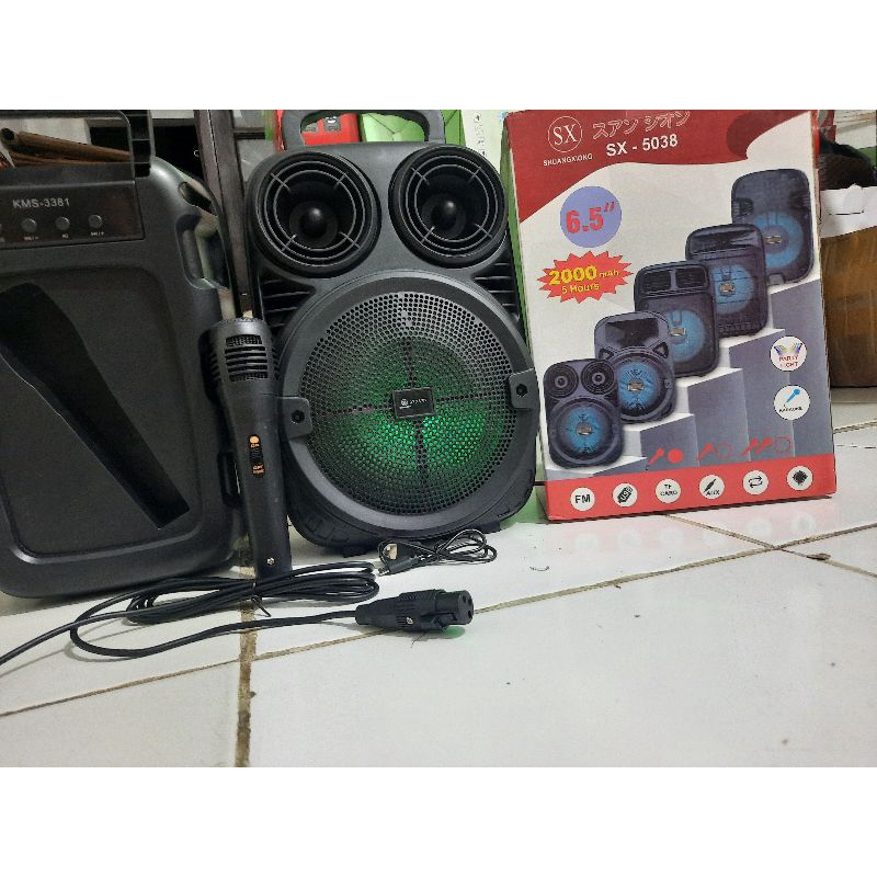 Speaker bluetooth karoke SX-5038, Bonus Free mic full bass 6,5 inch