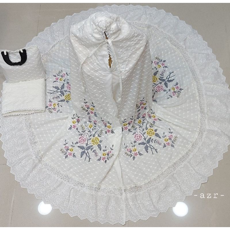 mukena bordir kapalo samok khas Bukittinggi-Padang