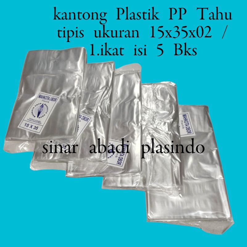 Plastik PP tahu uk, 15x35x02,kantong plastik tahu bahan tipis