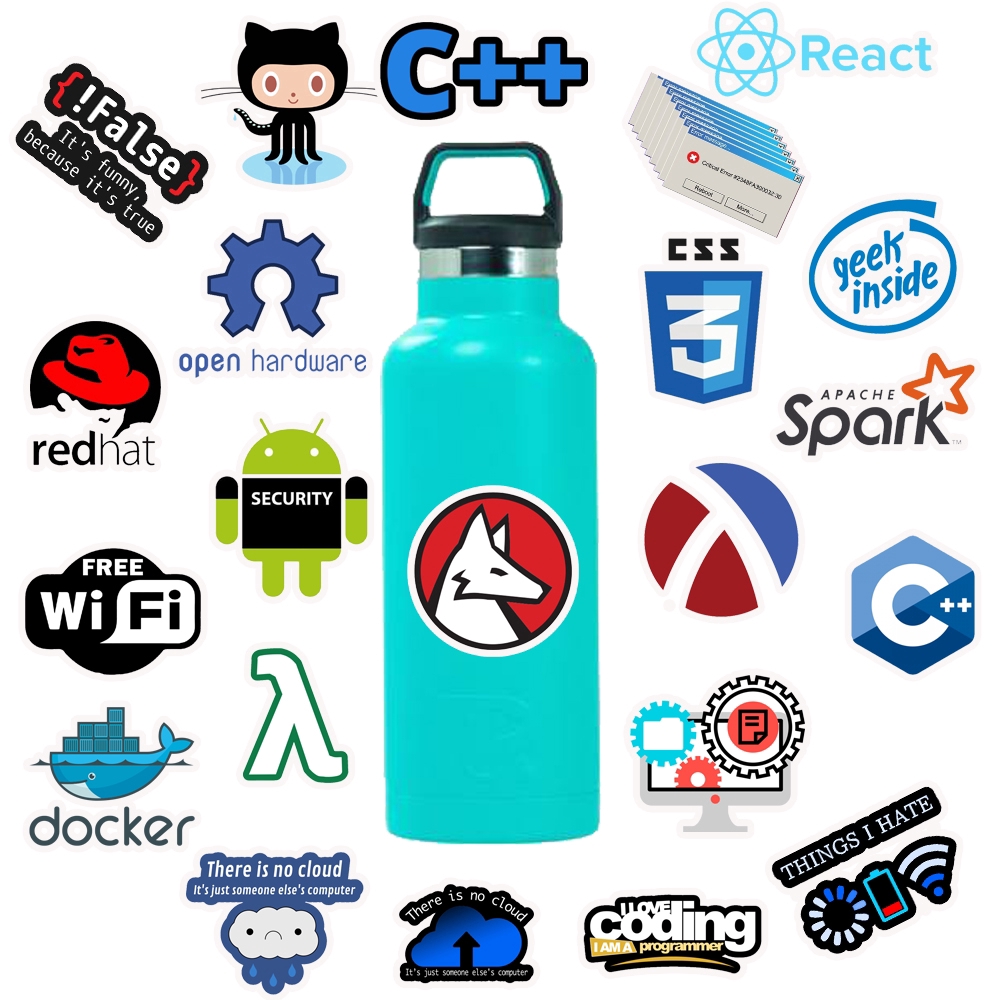 50 software programming language waterproof stickers for programmers, car stickers, luggage trolley cases, explosive graffiti stickers