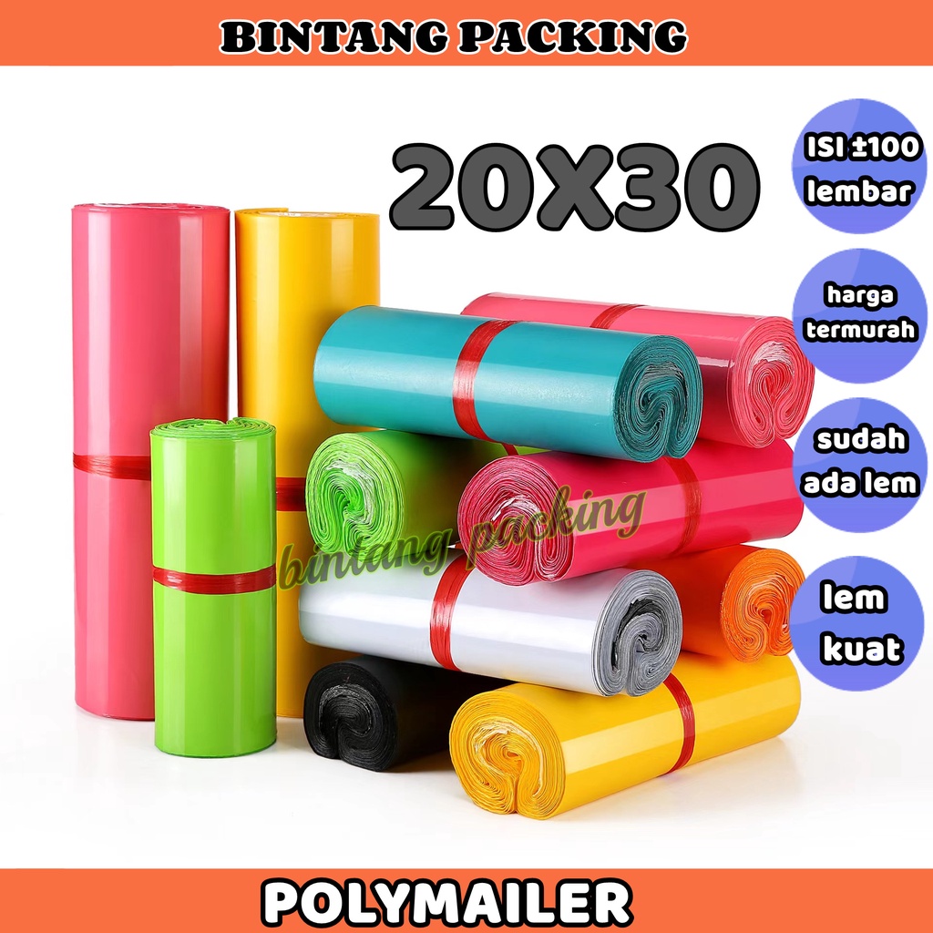 

TERMURAH PLASTIK POLYMAILER PLASTIK PACKING UKURAN 20 X 30