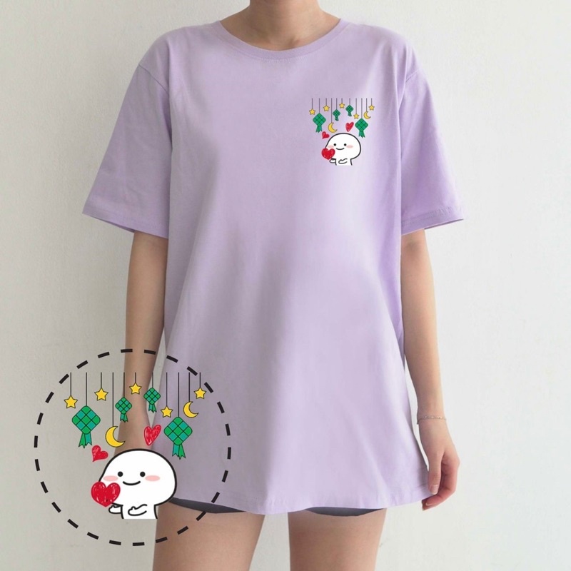 KAOS LEBARAN EID IDUL FITRI PENTOL L02 KETUPAT EID MUBARAK IDUL FITRI GAMBAR LUCU COUPLE COTTON COMBED GROSIR MURAH