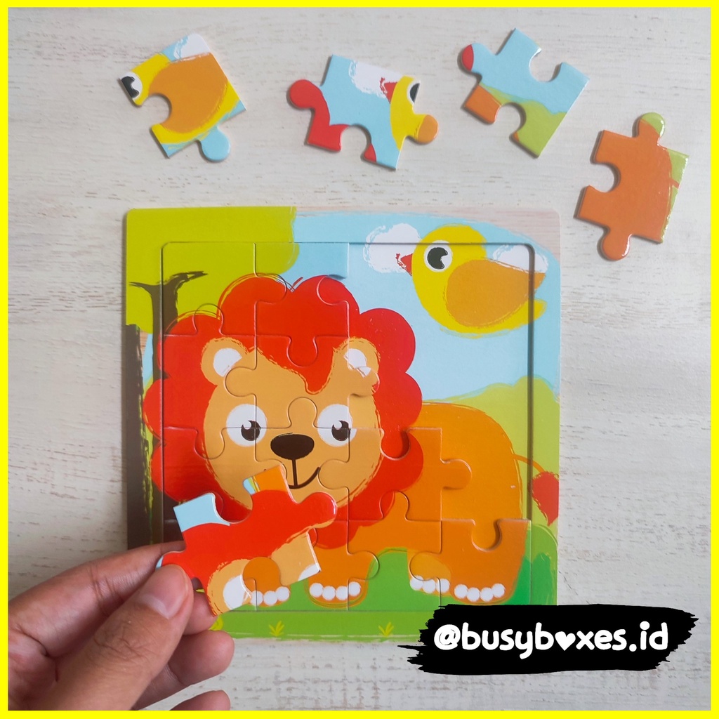 [busyboxes] mainan edukasi anak 4 tahun puzzle knob mainan montessori puzzle binatang hewan singa lion