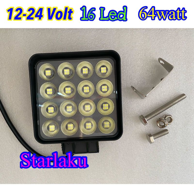 Lampu Sorot Tembak 12-24 Volt 16 Led 64 Watt