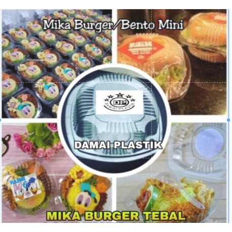 Isi:50pcs Mika Roti Burger Hamburger Mika Bolu Mika Burger Mika Plastik Techno Gajah HB