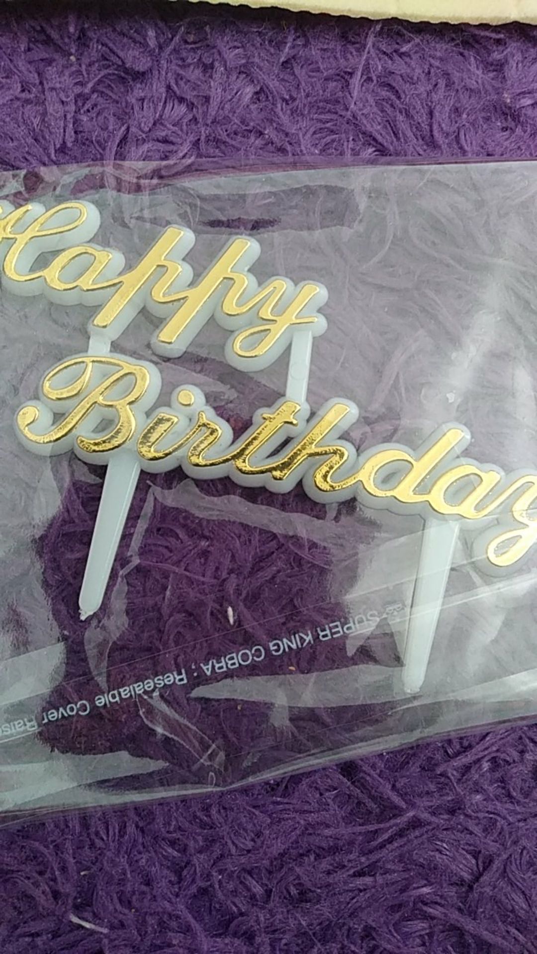 Tsk T97 - Hiasan Tusukan Kue Tulisan Happy Birthday Emas