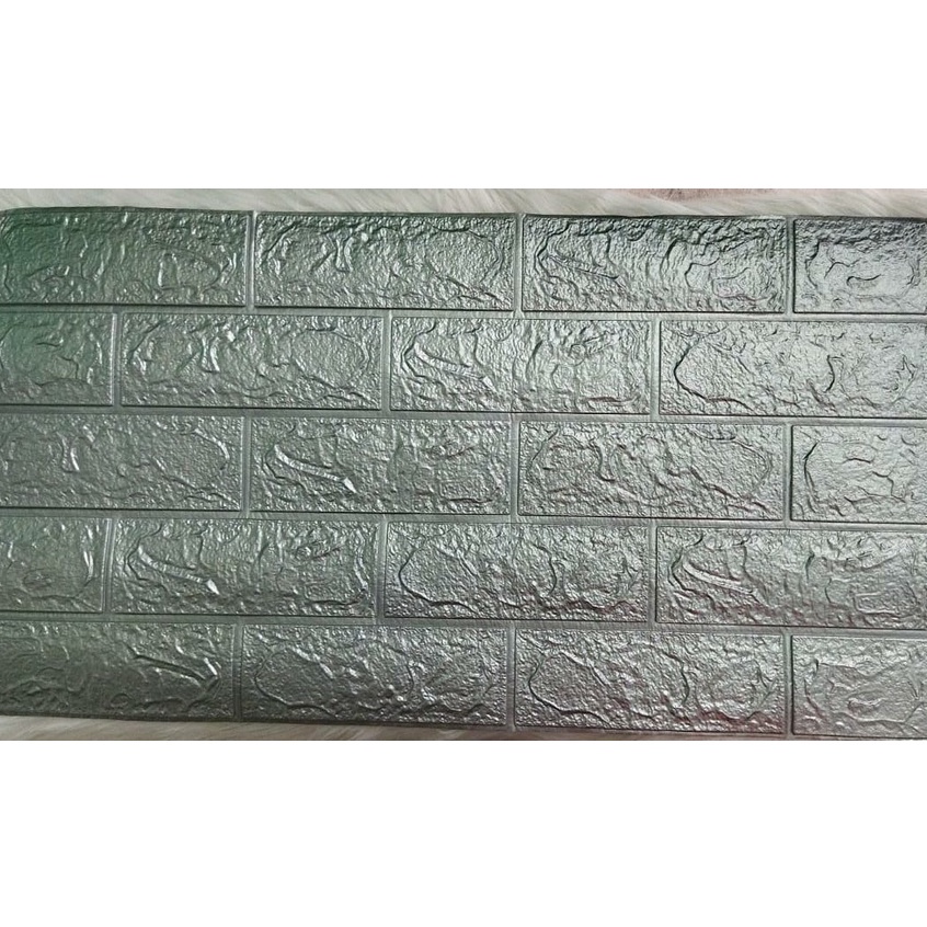 Wallpaper Dinding Foam 3D Kecil Motif Batu Bata / Wallpaper Dinding Foam GM509 / 521 [1KG=26PCS]-SILVER GREY