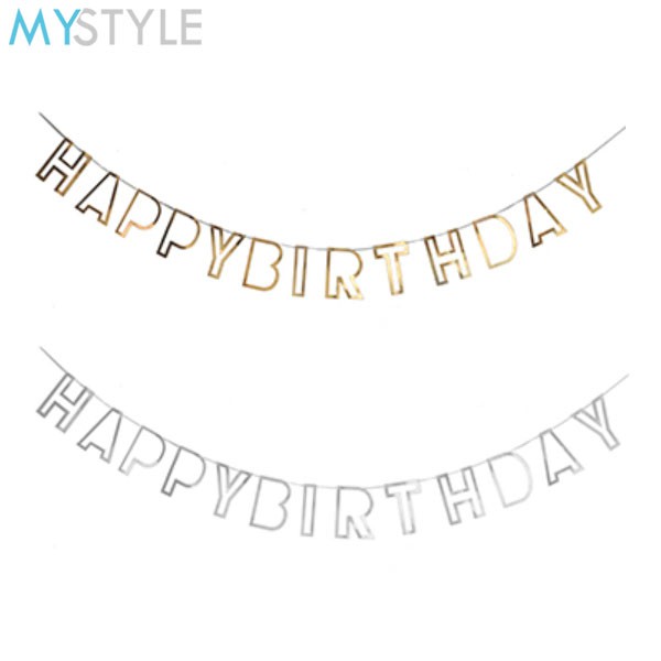 BANNER ULANG TAHUN FRAME BOLONG GOLD SILVER BANNER HAPPY BIRTHDAY MURAH