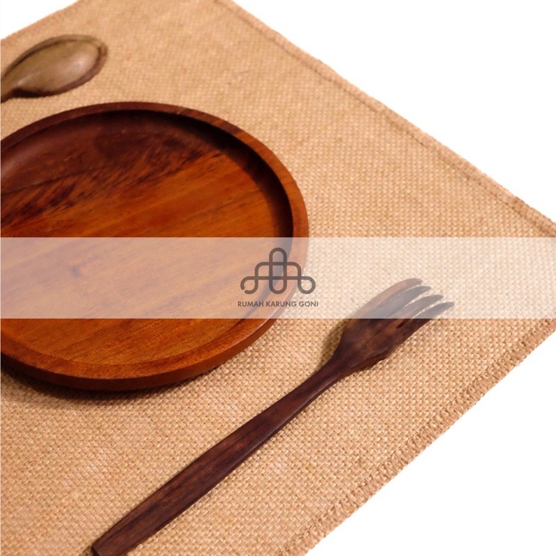 Rustic Table Placemat 30x30 cm - Premium Burlap Home Decoration - Photoprop Laminated Jute Fabric