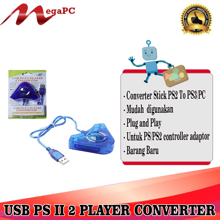 USB PS II 2 PLAYER CONVERTER MegaPC