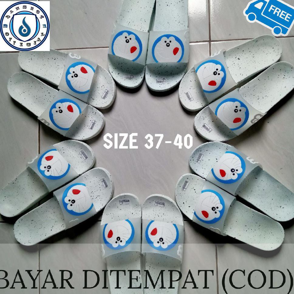 ~ GROSIR SANDAL JELY WANITA~ {COD} SANDAL DORAEMON DEWASA COUPLE IBU & ANAK COD - SANDAL SLOP JELLY
