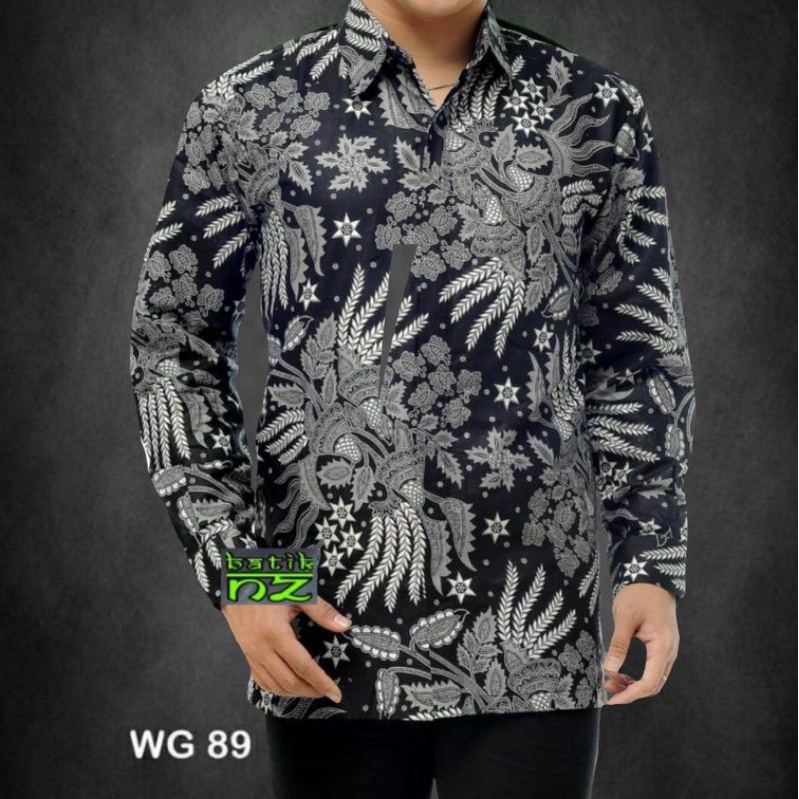 BSWART Batik HRB026 kenongo kemeja lengan panjang anjani biru Pekalongan M L XL Batik Pria MURAH Modern Grosir