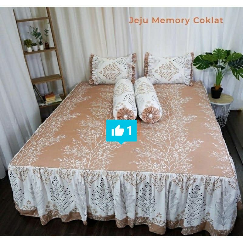 Sprei Rumbai Pengantin Katun Lokal Motif Jeju Memory Coklat by Katun Star