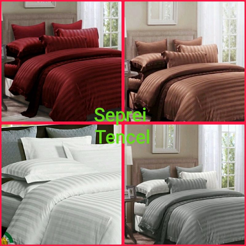 Seprei tinggi 30cm berbahan kain Tencel Jacquard/motif salur/sutra organik 60`s