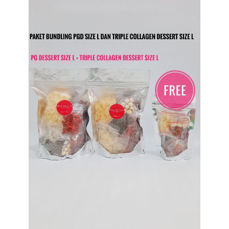 Paket Bundling Peach Gum Dessert dan Triple Collagen Dessert size L Free seperti gbr