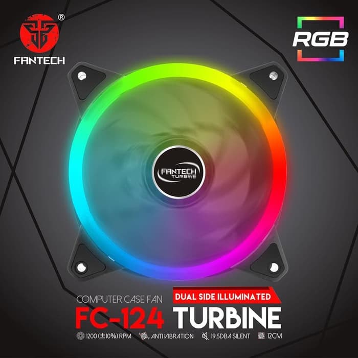 FAN FANTECH FC 124 TURBINE RGB RING DUAL SIDE 12CM