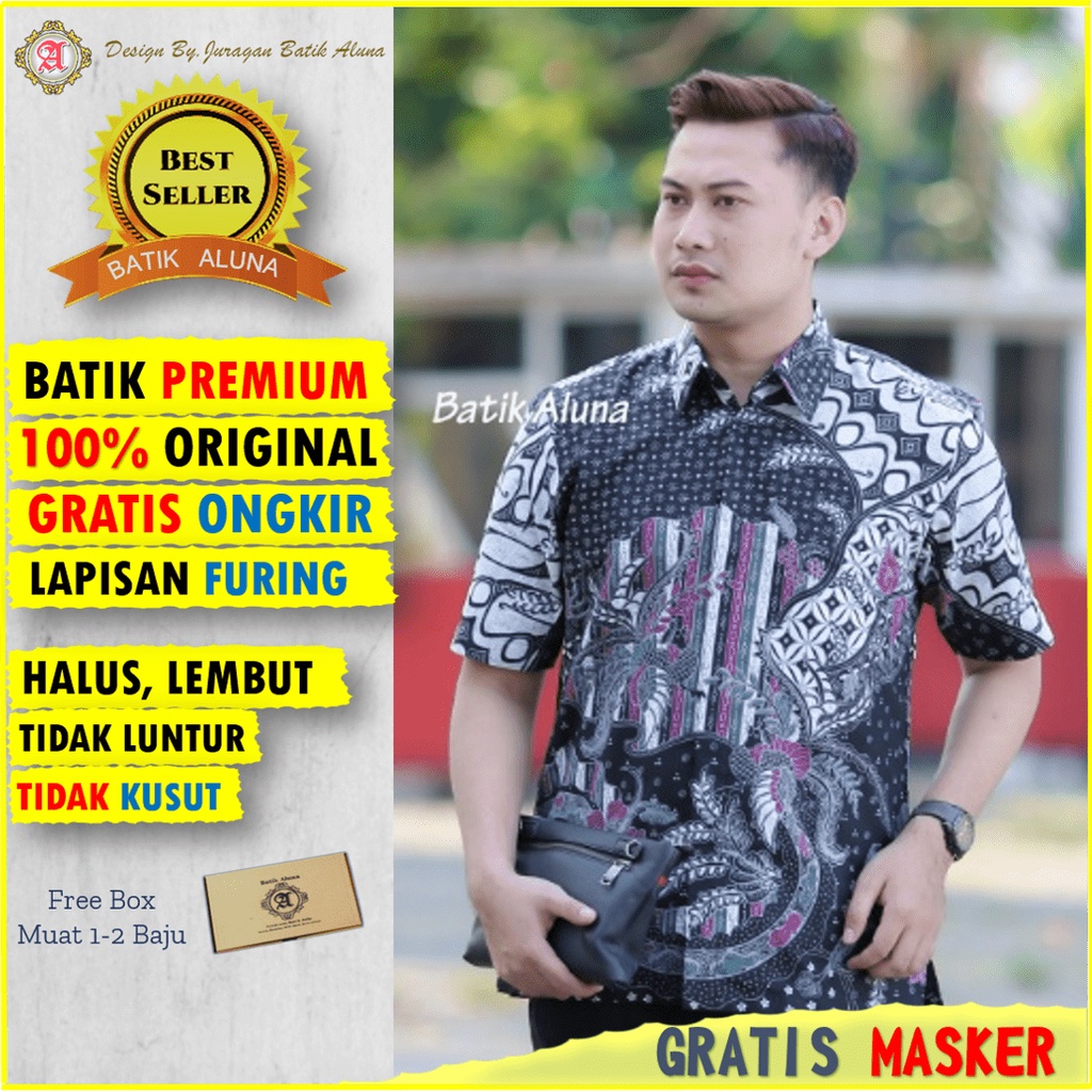 Atasan Batik Pria Lengan Pendek Premium Modern/Batik Prabuseno Pria Original Kemeja Batik Pria Lenga