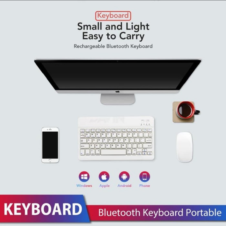 Wireless Slim Keyboard Bluetooth iPad Tablet Tab Android Mac Windows hp laptop IOS PC 5.0