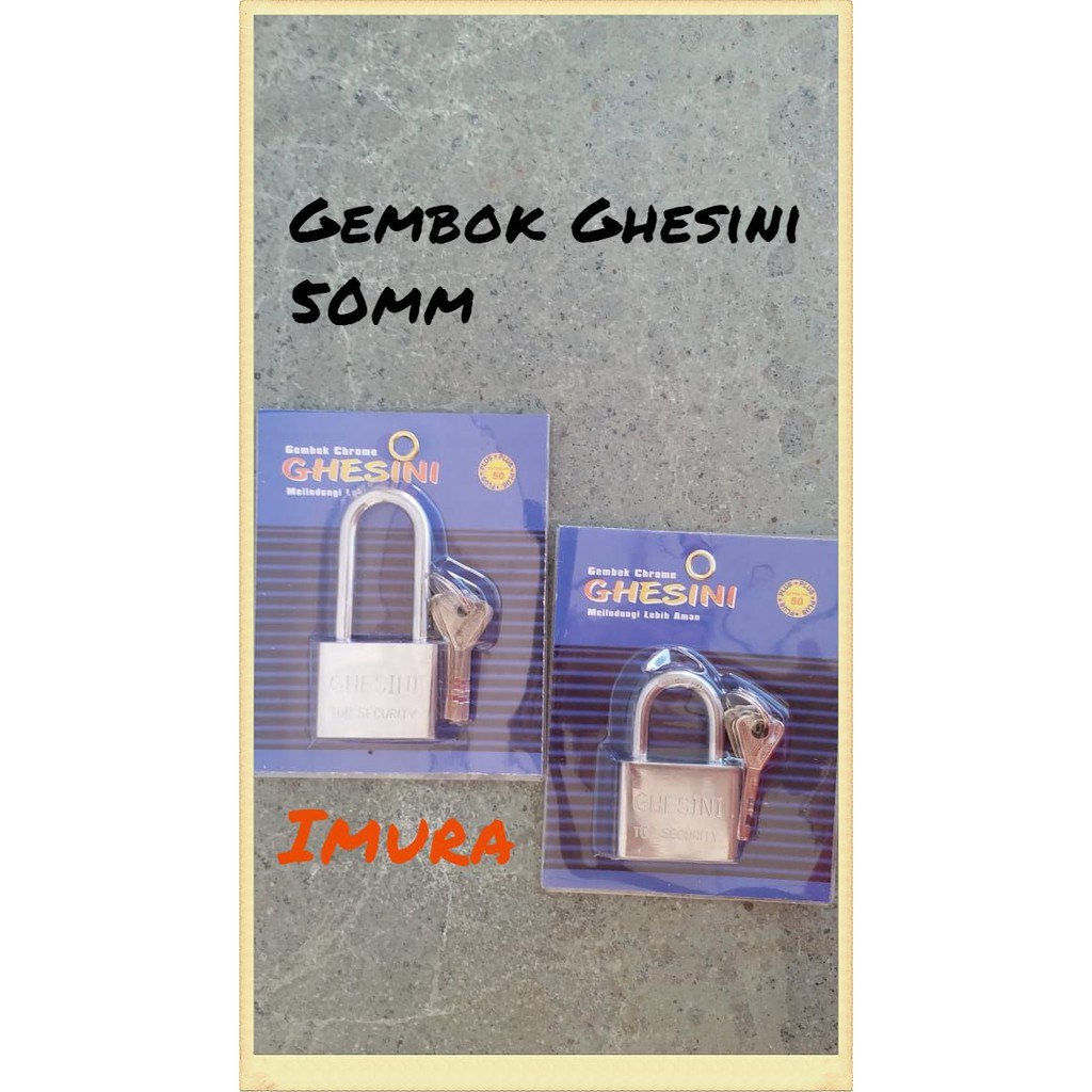 IMURA | Gembok pintu pagar nekel chrome uk 50mm leher panjang pendek