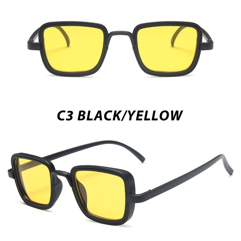 Bayar di Tempat Classical Retro Small Square Frame Kacamata Hitam Pria Candy Color Kacamata Hitam