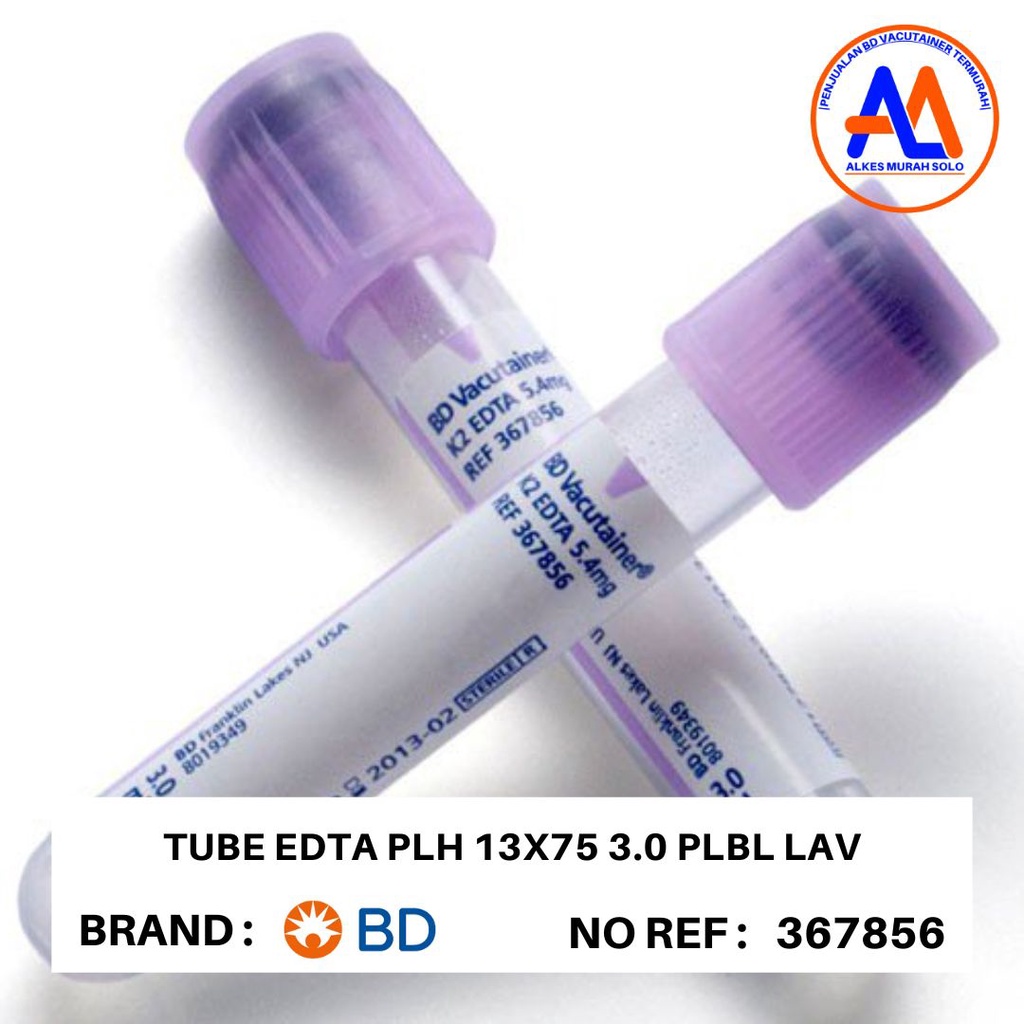 BD Vacutainer Tube K2 EDTA PLH 13 x 75 3.0 BLBLCE LAV Tabung darah EDTA 3ml