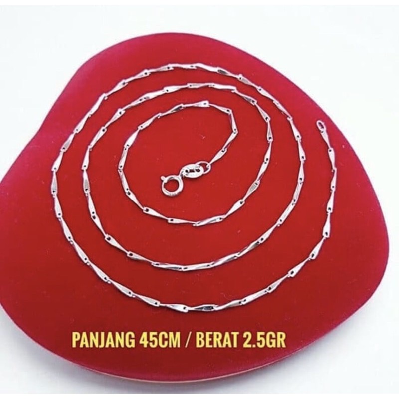Kalung biji padi panjang kalung perak 925 lapis emas putih S132