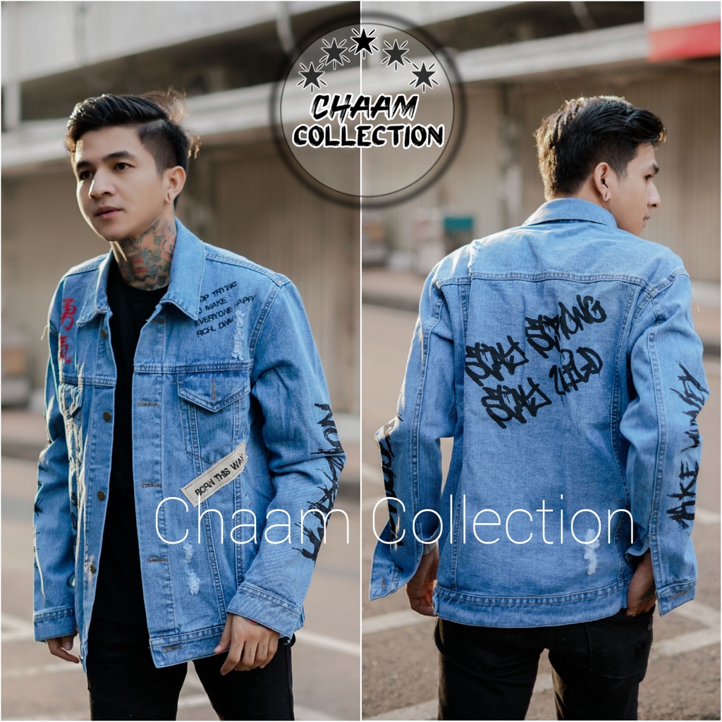 NEW 2021 Jaket Denim Shanghai Bertudung|Jaket Jeans Denim New Fashion Unisex-Grafity Blitz