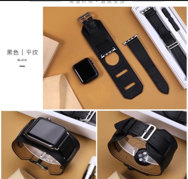 Strap tali jam cuff apple watch double single tour loop iwatch 3 4 5 44mm iwo 40mm leather fashion wanita kulit series 7 6 5 45mm 41mm