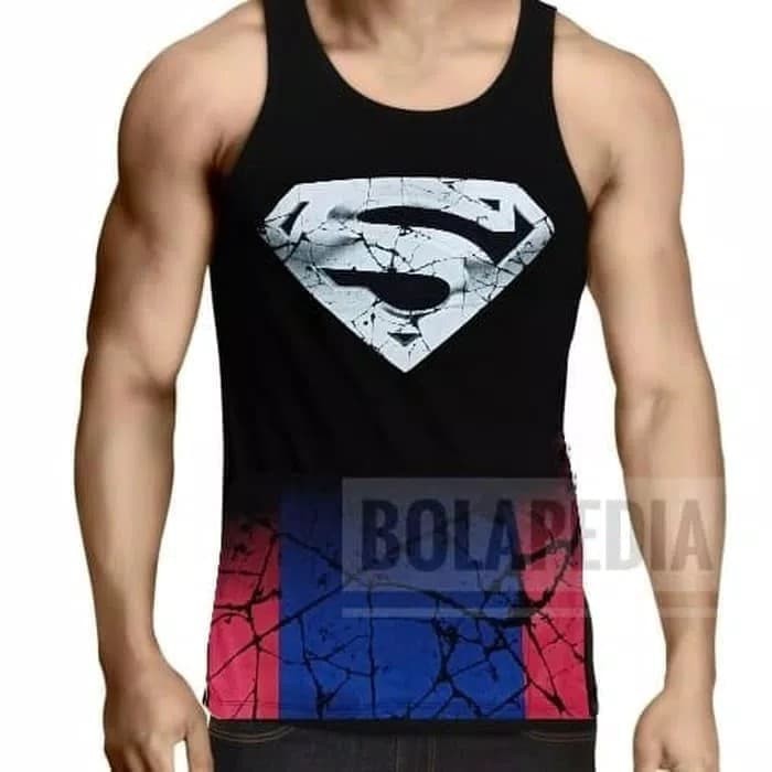 Kaos Singlet Motif Superhero SUPERMAN Kaos Gym Fitness