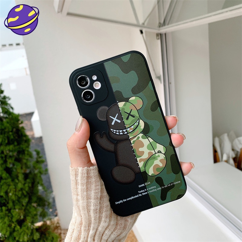 Soft Casing Camouflage Violent Bear Design Is Suitable for Iphone 7 8 Plus X Xs 11 12 13 Pro Max Full Coverage Case