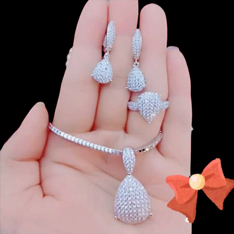 Set Replika Berlian Mewah Set Perhiasan Mewah Set Perhiasan Replika Berlian Pesta Wanita Mewah Set P