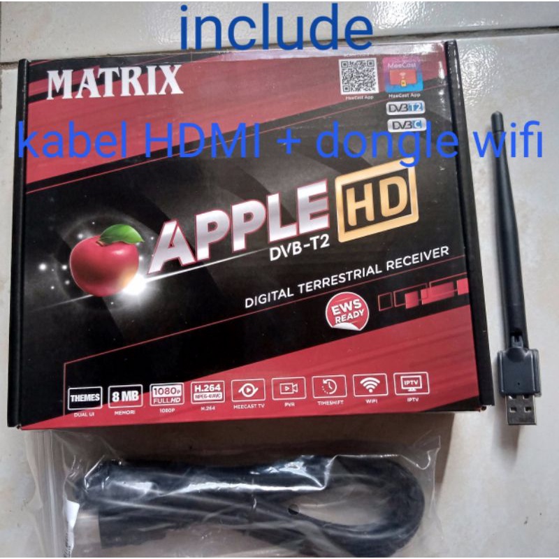 set top box tv digital stb matrix evinix paket fitur android lengkap dengan kabel HDMI + dongle wifi