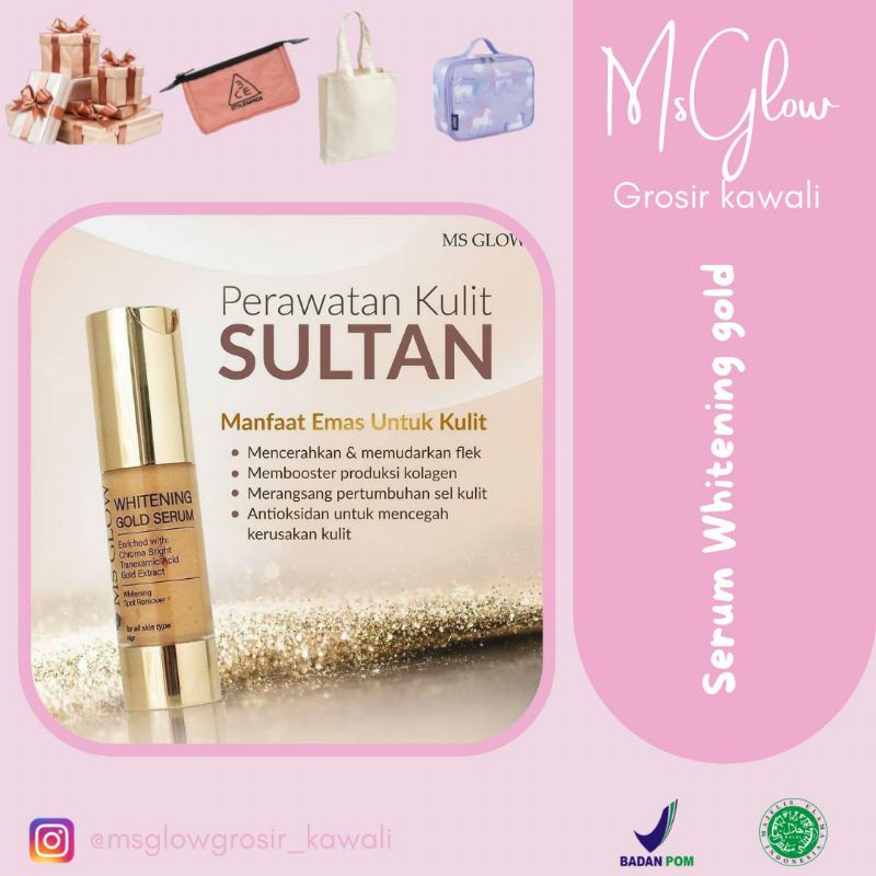 Whitening Gold Serum MS Glow Original BPOM Ampuh Hilangkan Bekas Noda Jerawat Dark Spot Membandel By