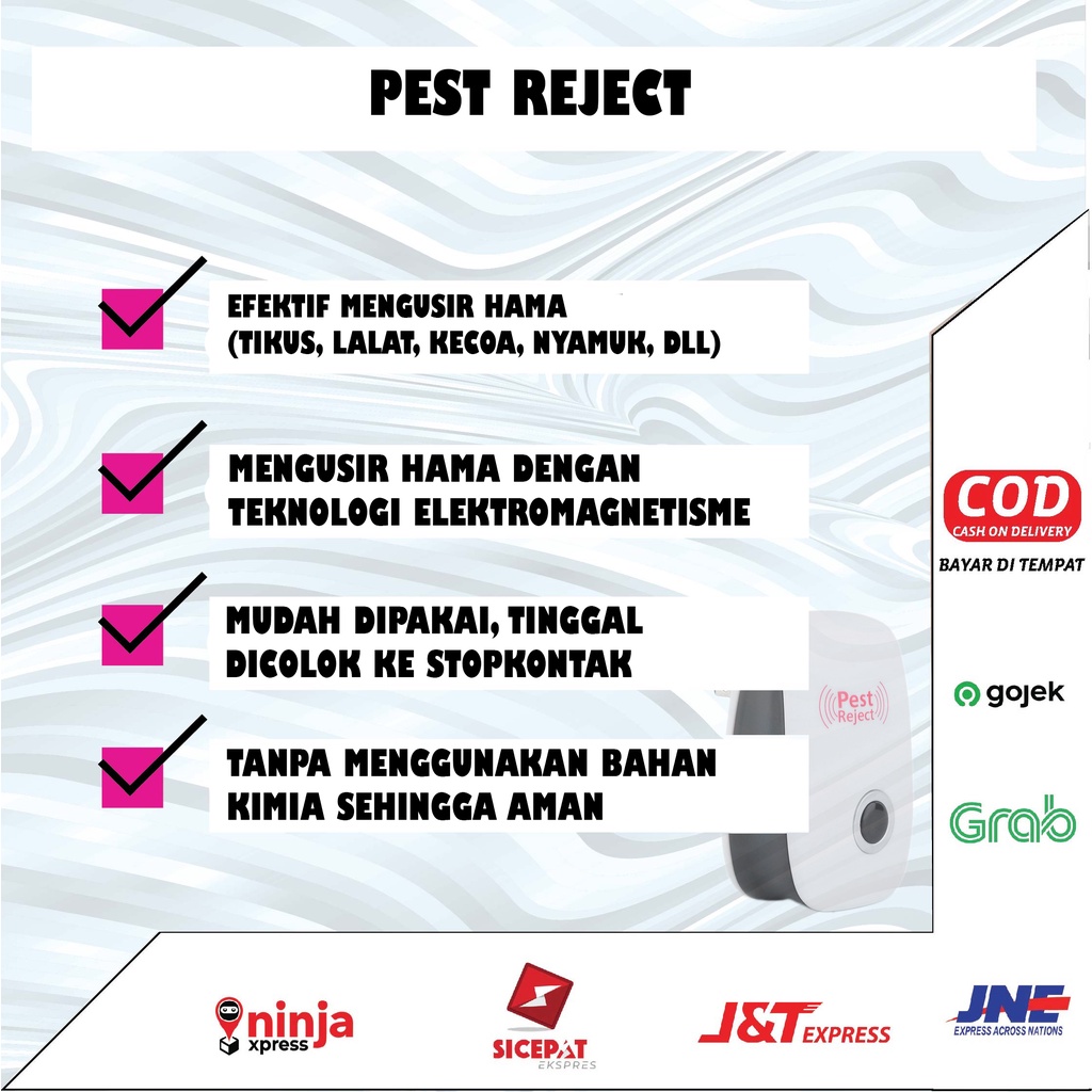 Alat Pembasmi Hama Tikus Nyamuk Kecoa Lalat Serangga Elektrik Pest Reject Ultrasonik Tanpa Kimia Original