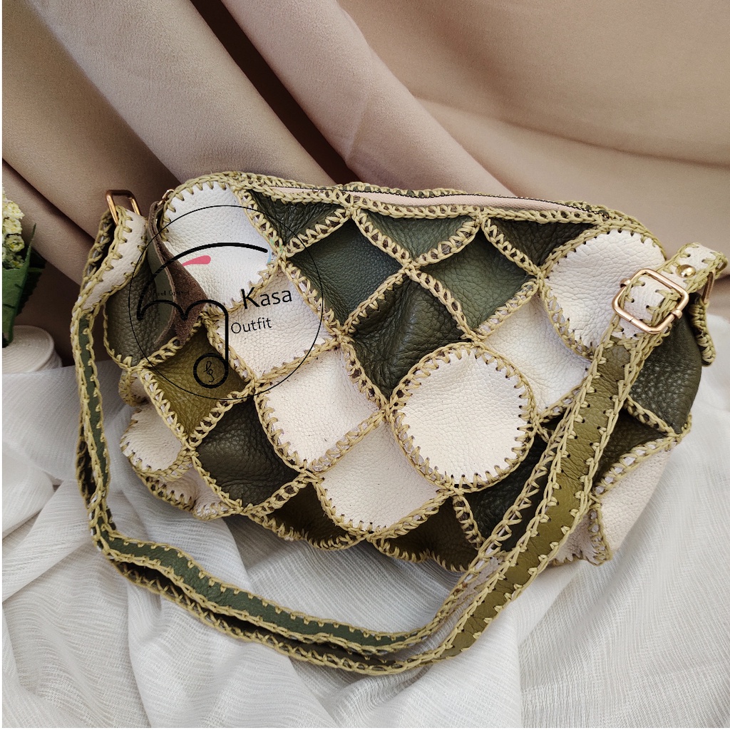 Nara Army Tote Bag Kasa.outfit | Women Leather Tote Bag | Tas Wanita Kulit Asli Garut | Perca Papiru